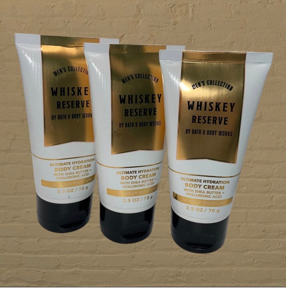 Bath & Body Works Whisky Reserve Mens Body Cream 2.5 oz Travel Size Lot x3 BBW
